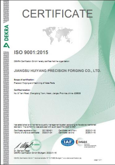 ISO 9001:2015 Certification certificate